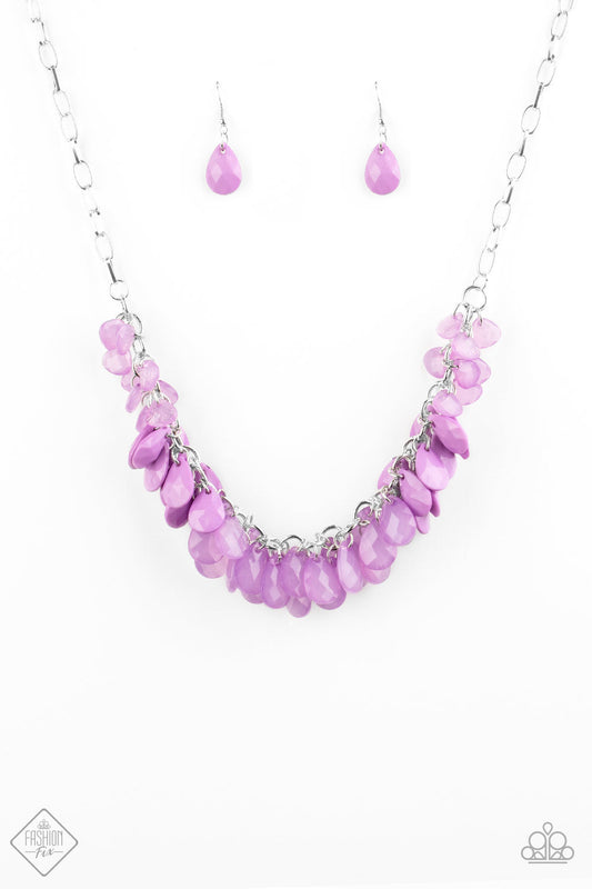 Paparazzi Colorfully Clustered - Purple Necklace - July's Fashion Fix 2020 - Pusher P