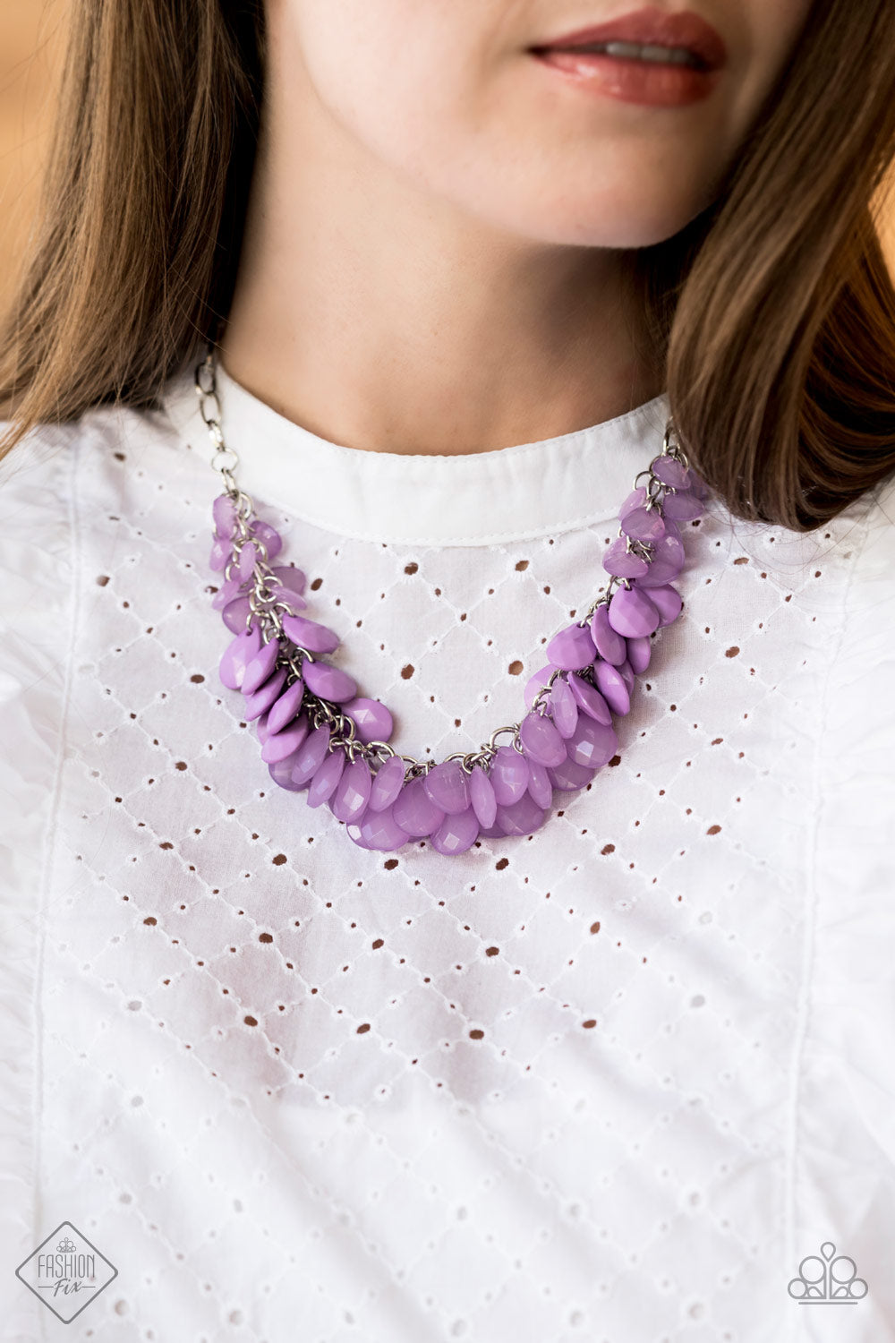 Paparazzi Colorfully Clustered - Purple Necklace - July's Fashion Fix 2020 - Pusher P