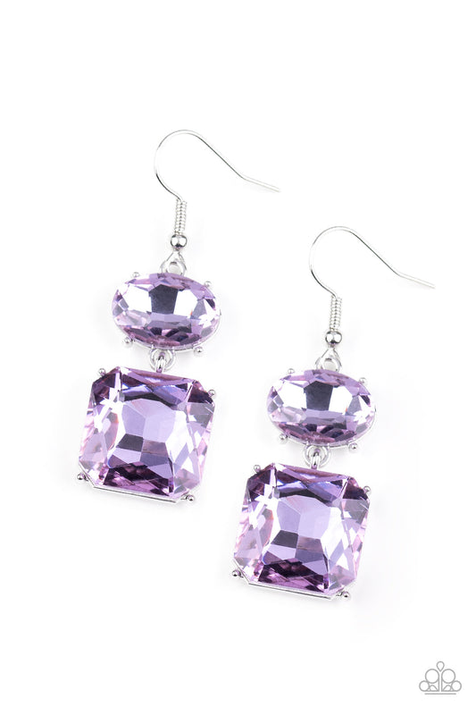 Paparazzi All ICE On Me - Purple Gem Earrings - Pusher P
