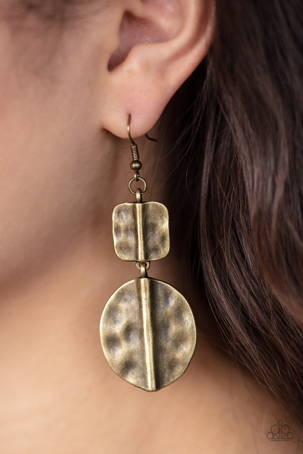 Paparazzi Lure Allure - Brass Antiqued Earrings - Pusher P