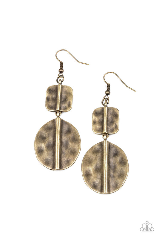 Paparazzi Lure Allure - Brass Antiqued Earrings - Pusher P