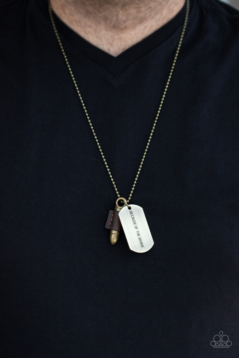 Paparazzi Proud Patriot - Brass Bullet Necklace - Pusher P