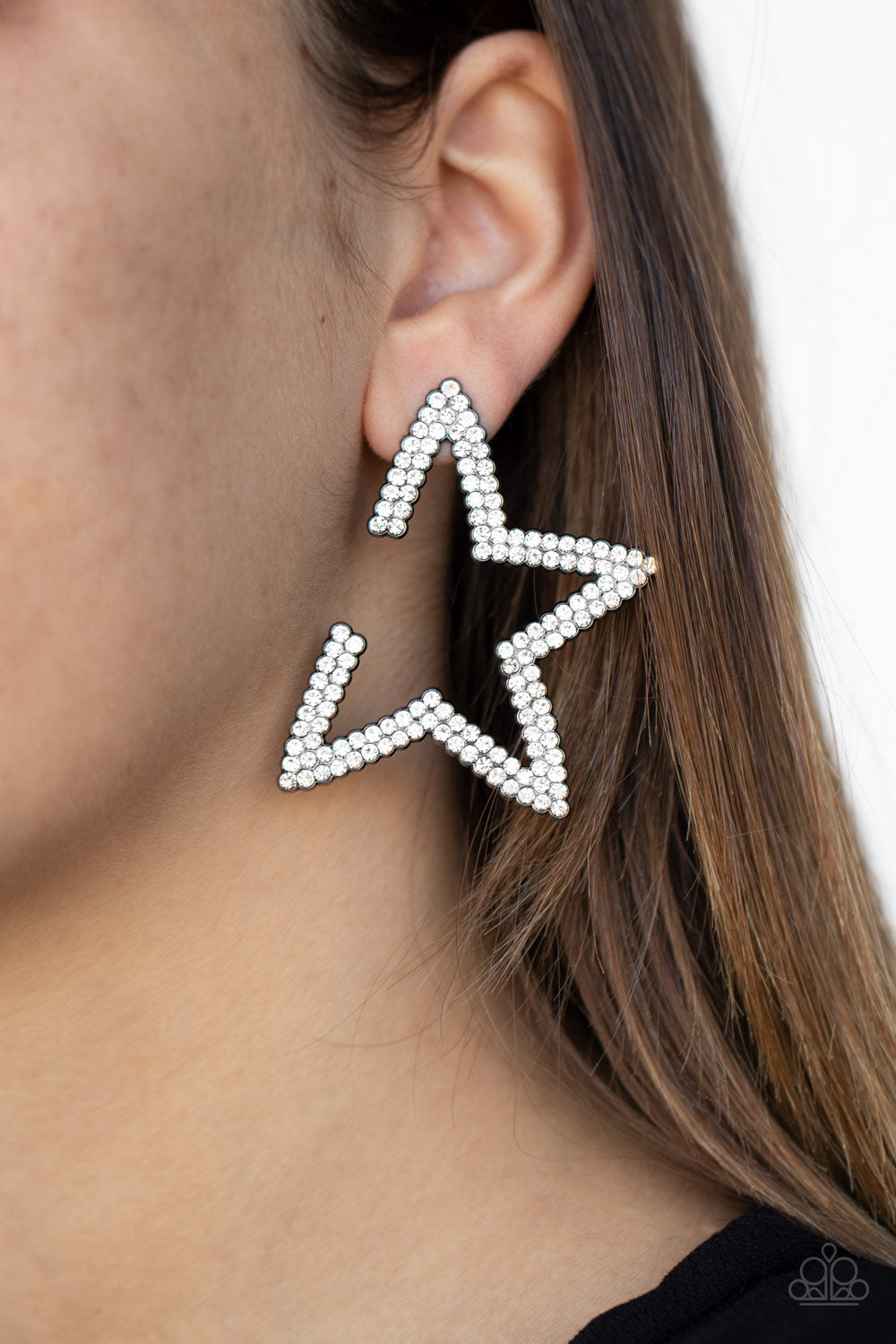Star Earrings - Paparazzi Star Player - Black Earrings Paparazzi jewelry image