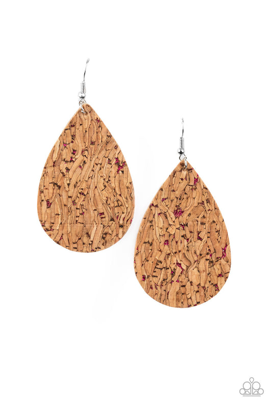 Paparazzi CORK It Over - Pink Teardrop Earrings - Pusher P