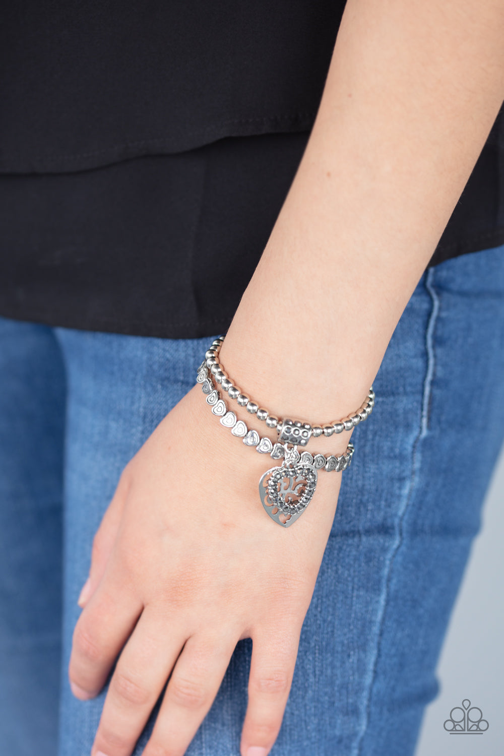 Paparazzi Think With Your Heart - Silver Bracelet - Pusher P