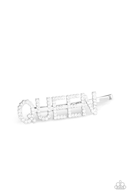 Paparazzi Its a Hair Up Kind of Day - White "Queen" Bobby Pin - Pusher P
