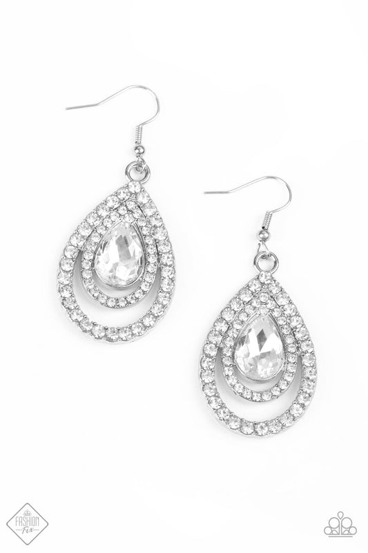 Paparazzi So The Story GLOWS - White July's Fashion Fix Earrings - Pusher P