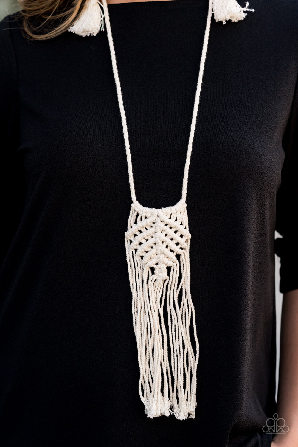 Paparazzi Macrame Mantra - White Necklace - Pusher P