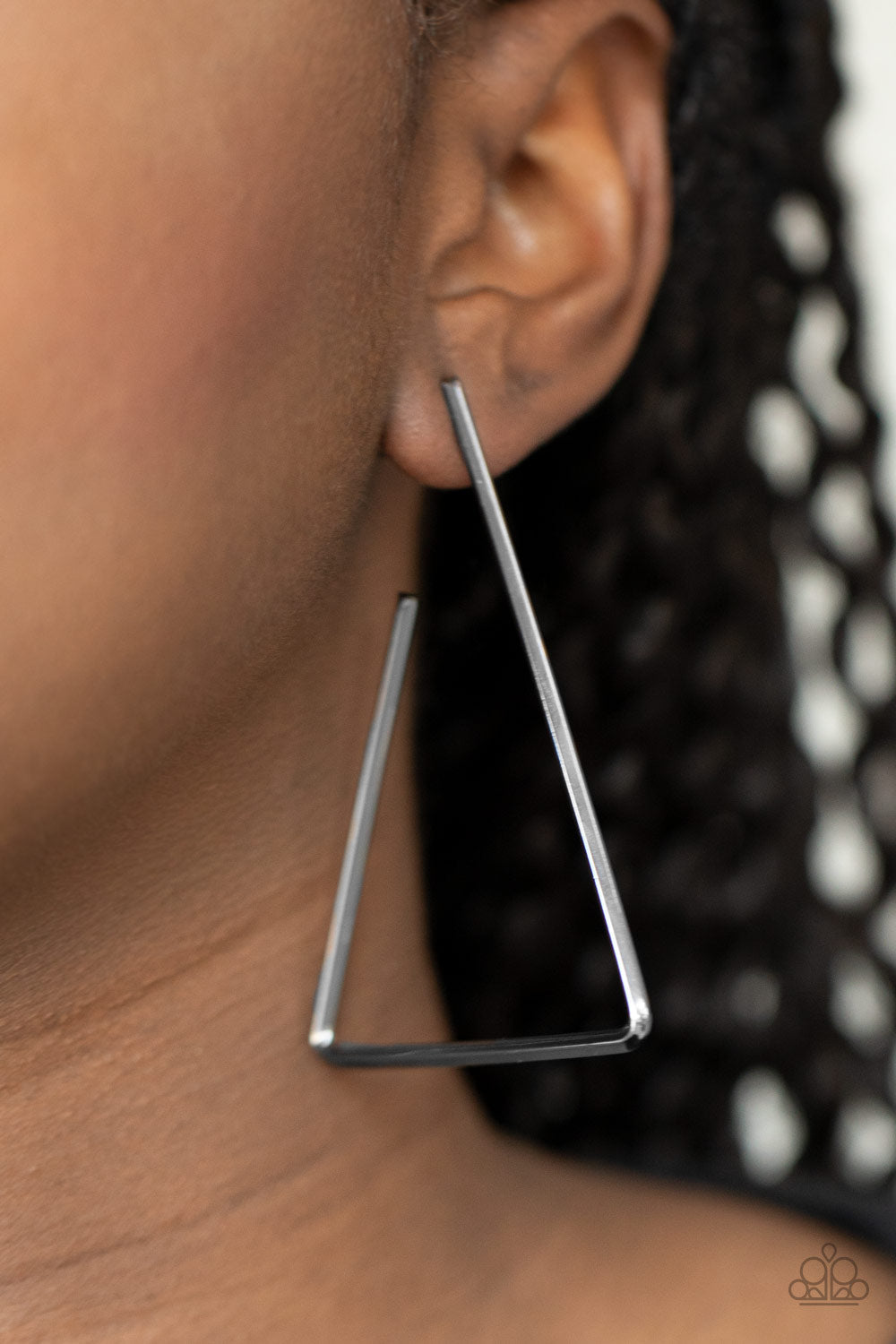 Paparazzi Go Ahead and TRI - Black Hoop Earrings - Pusher P