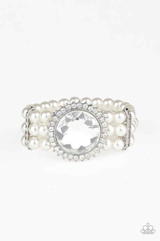 Paparazzi Speechless Sparkle - White Pearl Bracelet - Pusher P