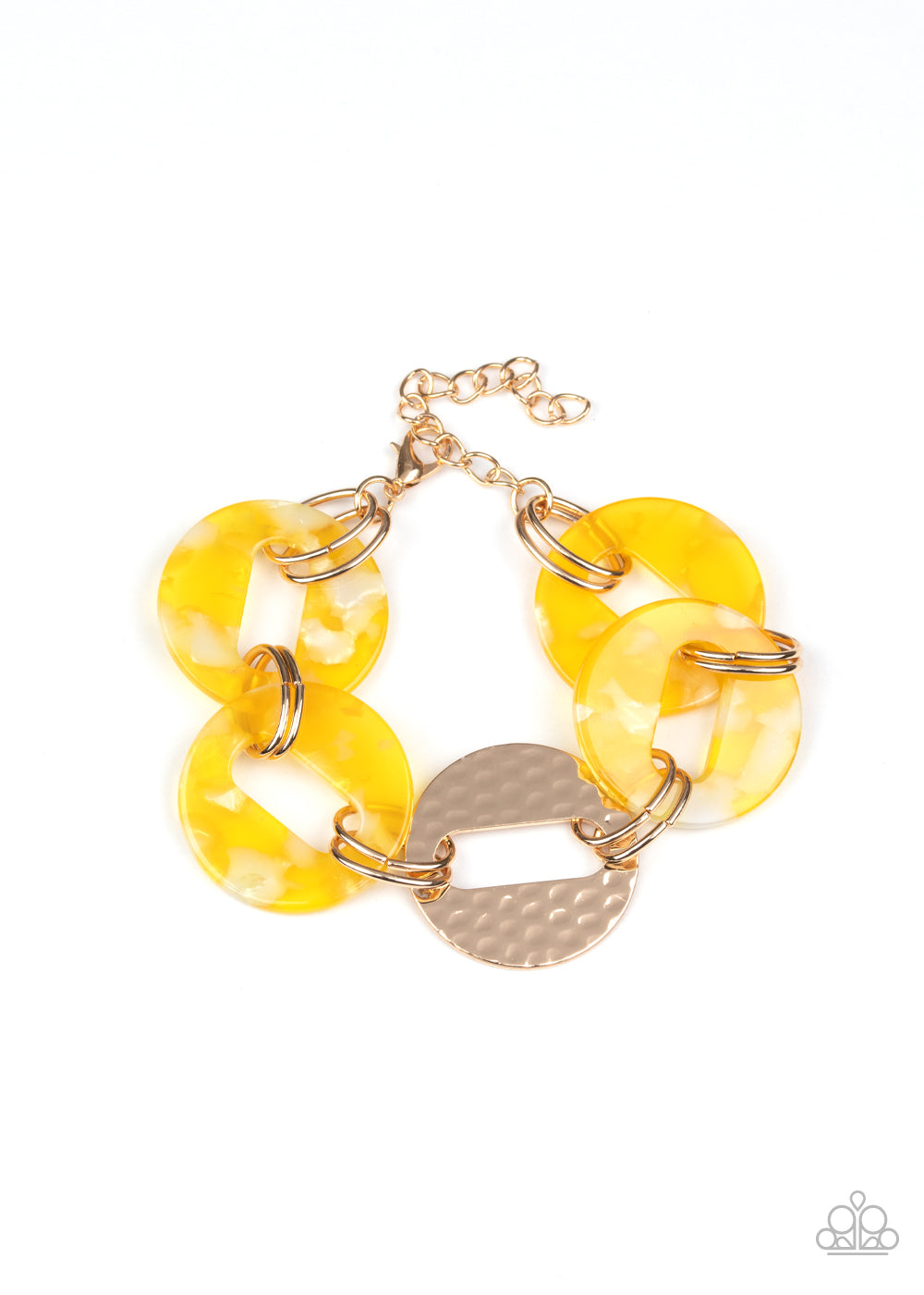 Paparazzi Retro Recharge - Yellow Acrylic Bracelet - Pusher P
