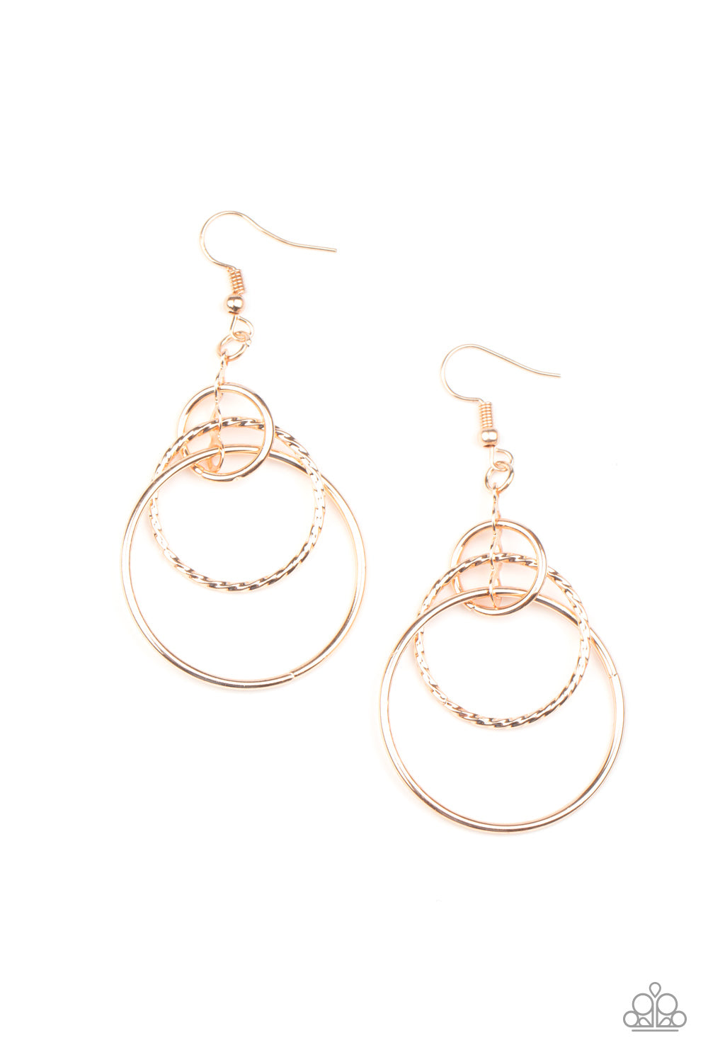 Paparazzi Three Ring Couture - Rose Gold Earrings - Pusher P