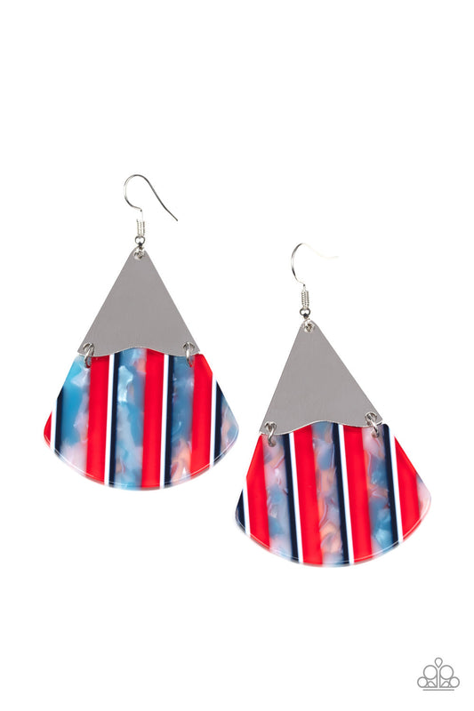 Paparazzi Social Animal - Red Iridescent Earrings - Paparazzi Accessories Jewelry