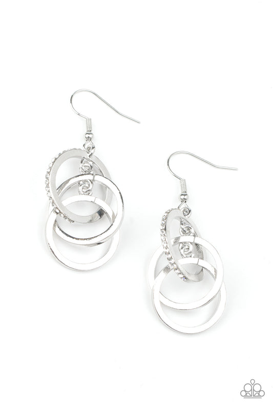 Paparazzi Fiercely Fashionable - White Rhinestone Earrings - Pusher P