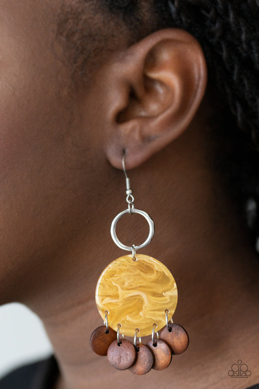Paparazzi Beach Waves - Yellow Earrings - Pusher P