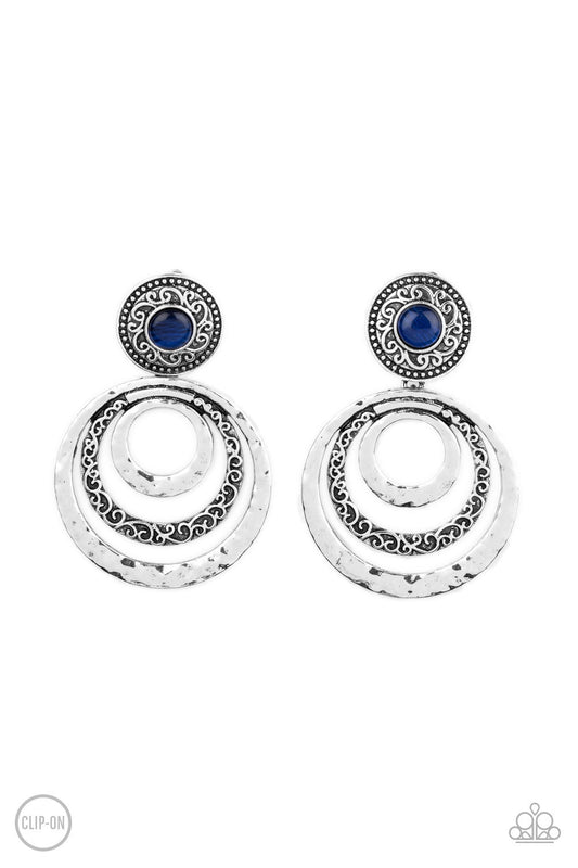 Paparazzi Bare Your Soul - Blue Clip-on Earrings - Pusher P