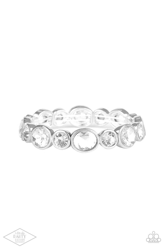 Paparazzi Still GLOWING Strong: White Bracelet - Black Diamond Life Of The Party Exclusive - Pusher P