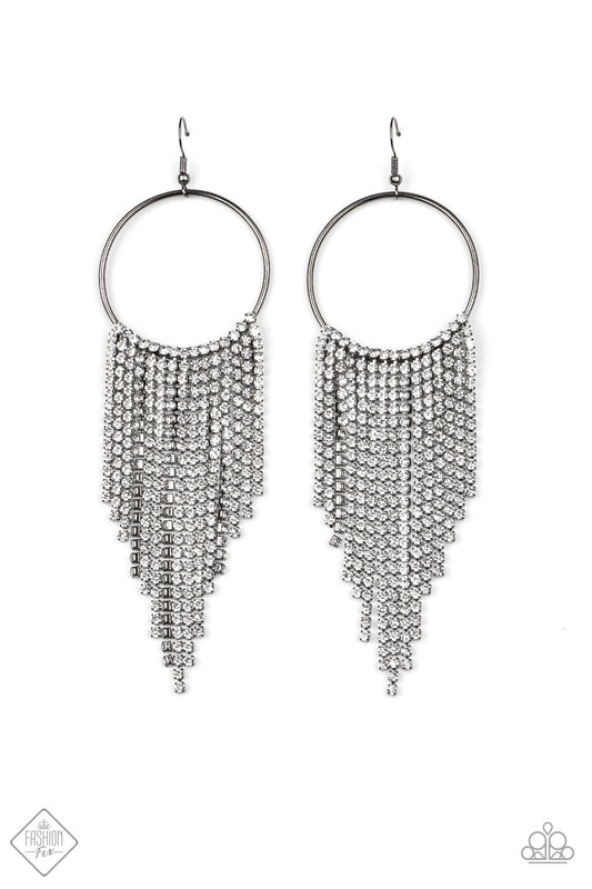 Paparazzi Streamlined Shimmer - Black Earrings - Pusher P