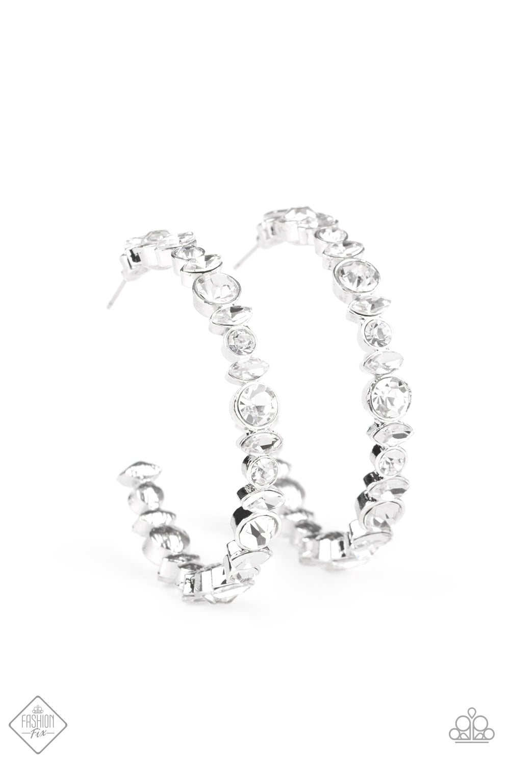 Paparazzi Can I Have Your Attention? - White Rhinestone Earrings - Pusher P