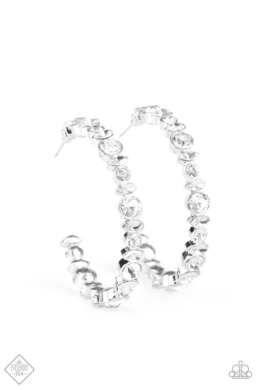 Paparazzi Can I Have Your Attention? - White Rhinestone Earrings