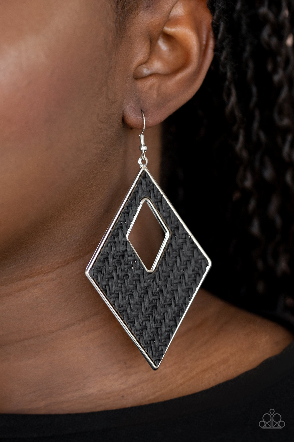 Paparazzi Woven Wanderer - Black Earrings - Pusher P