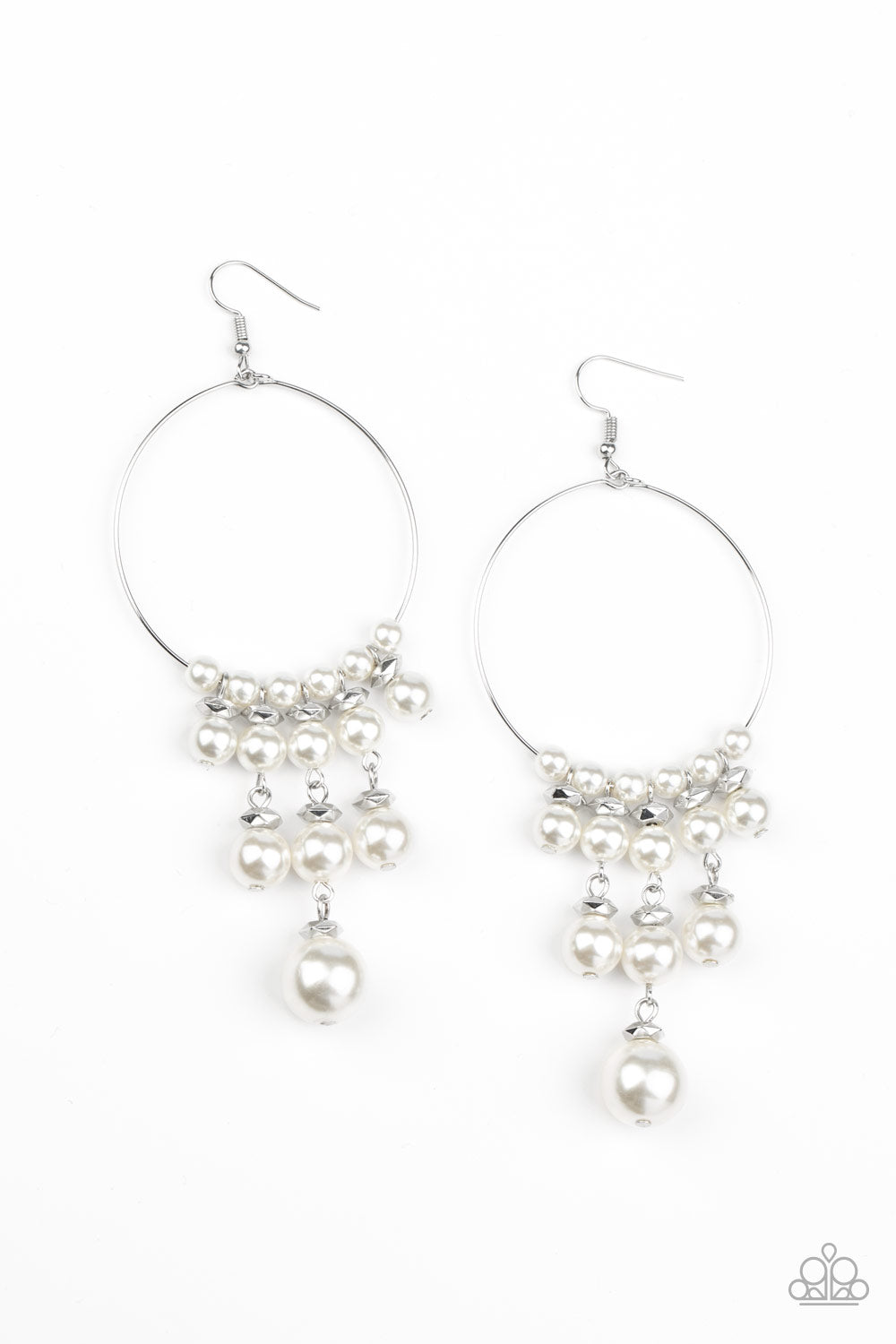 Paparazzi Working The Room - White Pearl Earrings - Pusher P