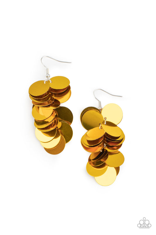 Paparazzi Now You SEQUIN It - Gold Earrings - Pusher P
