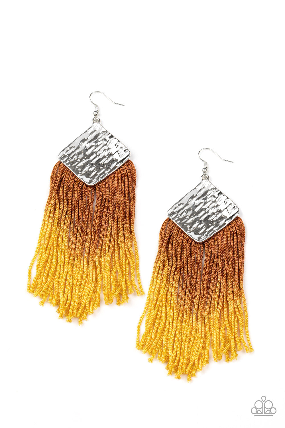 Paparazzi DIP The Scales - Brown to Yellow Fringe Earrings - Pusher P
