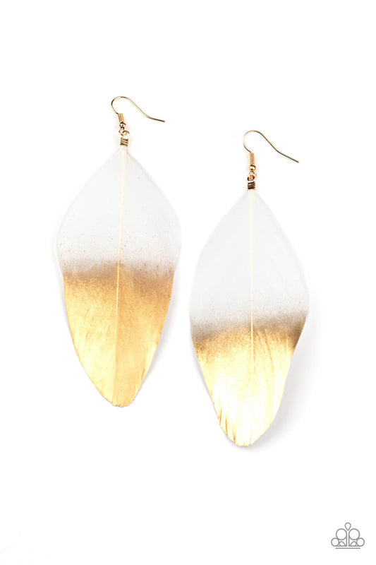 Paparazzi Fleek Feathers - White Feather Earrings - Pusher P