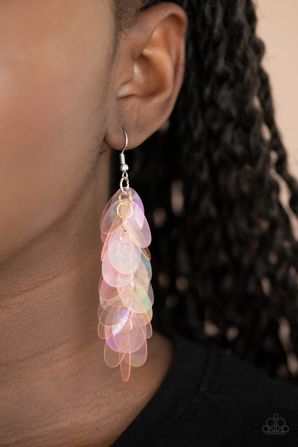 Paparazzi Stellar In Sequins - Pink Oversized Oval Earrings - Pusher P