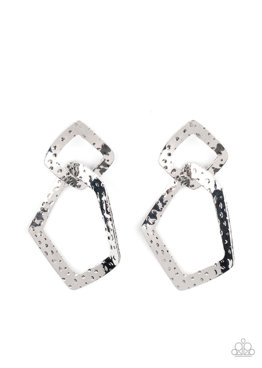 Paparazzi Scrap Yard - Silver Earrings - Pusher P
