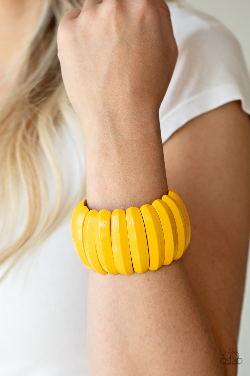 Paparazzi Colorfully Congo - Yellow Wooden Bracelet - Pusher P
