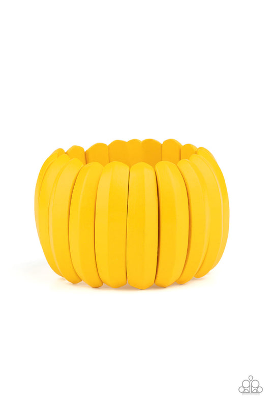 Paparazzi Colorfully Congo - Yellow Wooden Bracelet - Pusher P