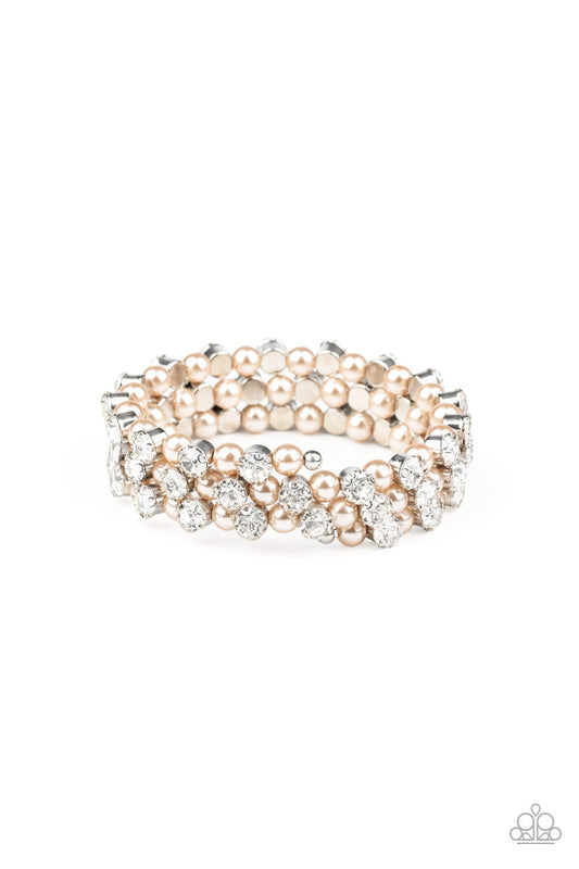 Paparazzi Metro Motif - Brown Pearl Bracelet - Pusher P