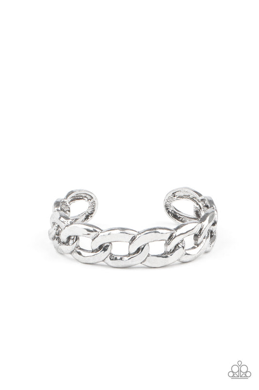 Paparazzi Living Off The GRIT - Silver Cuff Bracelet - Pusher P