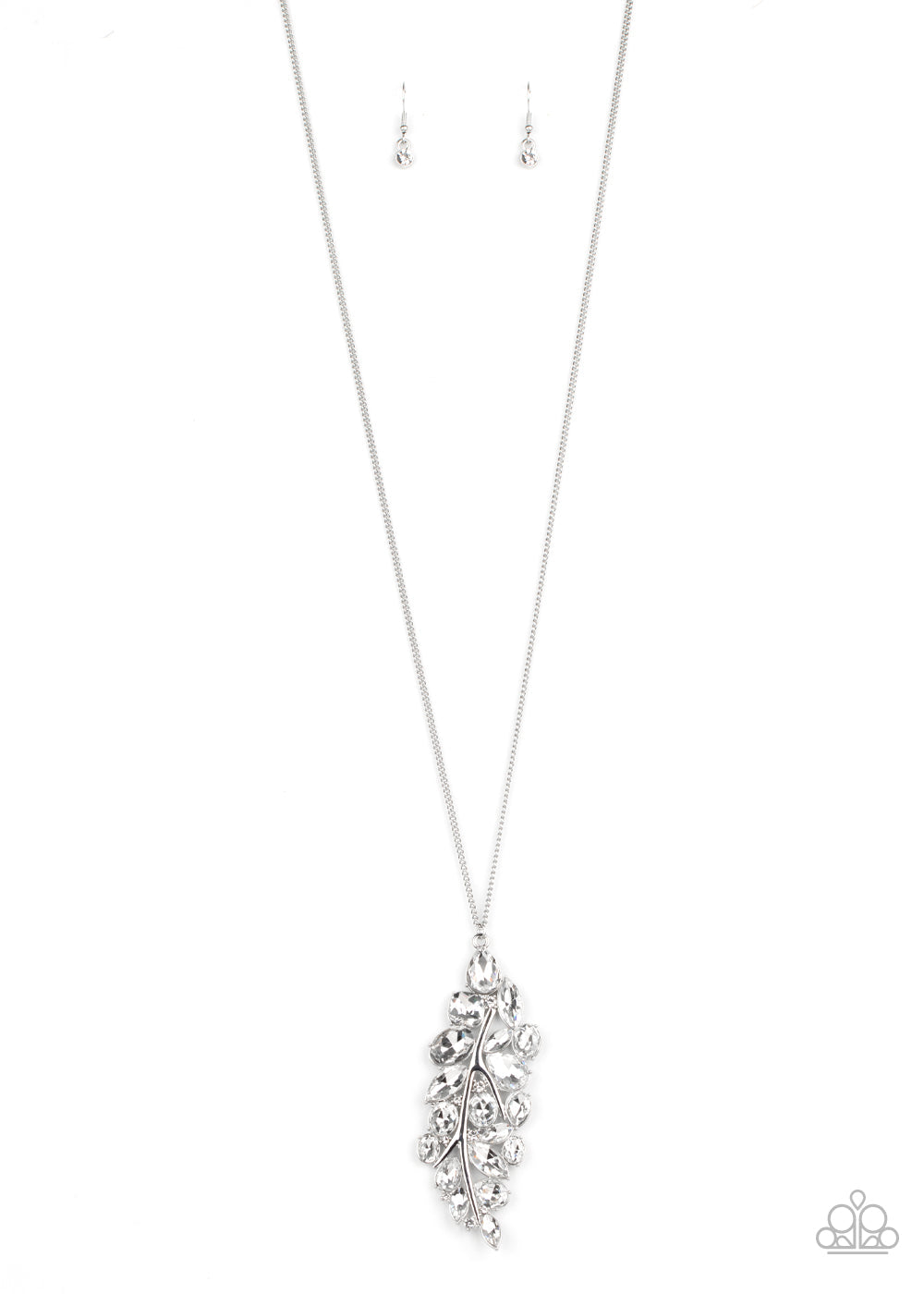 Paparazzi Take A Final BOUGH White Rhinestone Necklace - December 2020 Life Of The Party Exclusive - Pusher P