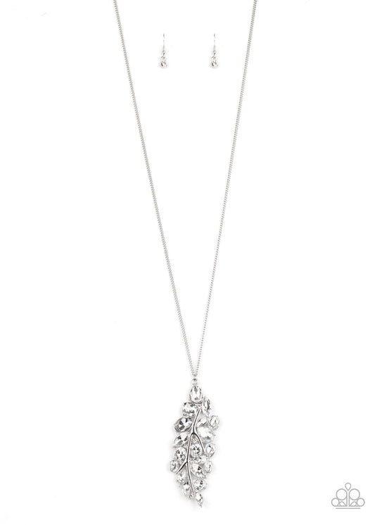 Paparazzi Take A Final BOUGH White Rhinestone Necklace - December 2020 Life Of The Party Exclusive - Pusher P