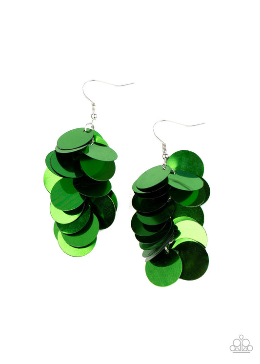 Paparazzi Now You SEQUIN It - Green Earrings - Pusher P