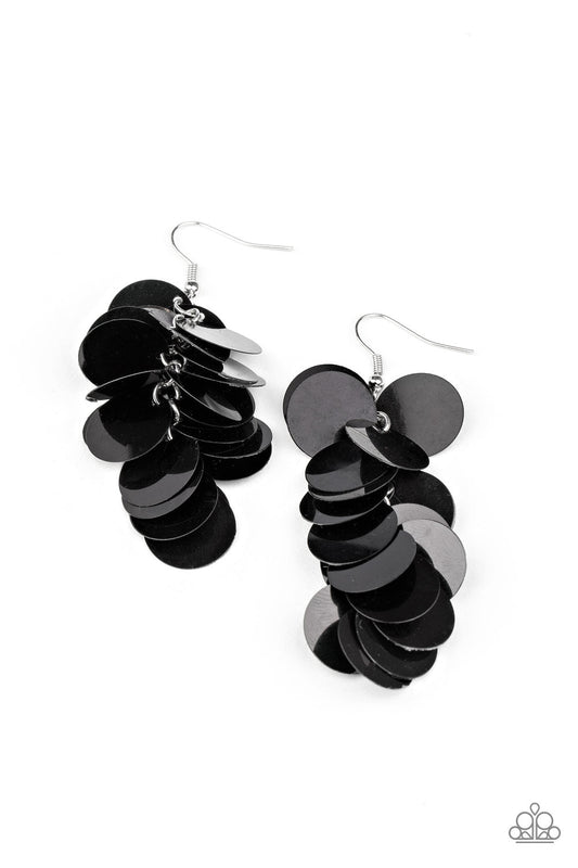 Paparazzi Now You SEQUIN It - Black Earrings - Pusher P