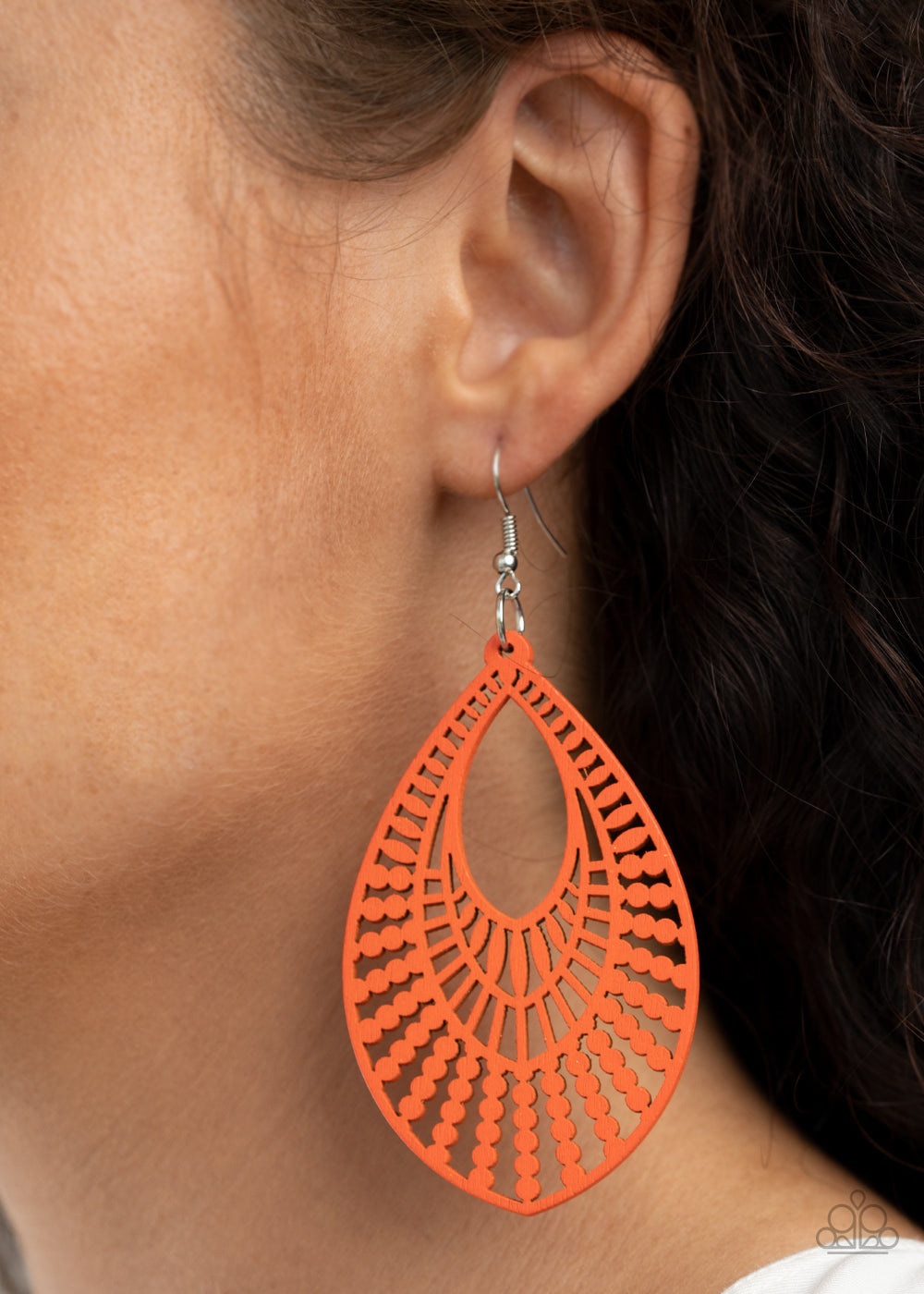 Paparazzi Bermuda Breeze - Orange Wooden Earrings - Pusher P
