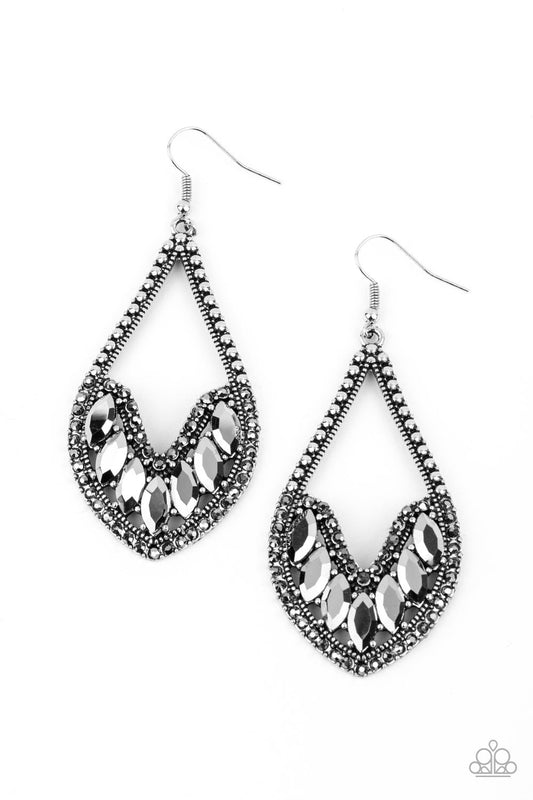 Paparazzi Ethereal Expressions - Silver Hematite Rhinestone Earrings - Pusher P