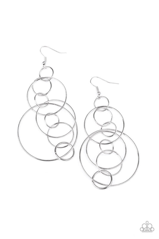 Paparazzi Running Circles Around You - Silver Earrings