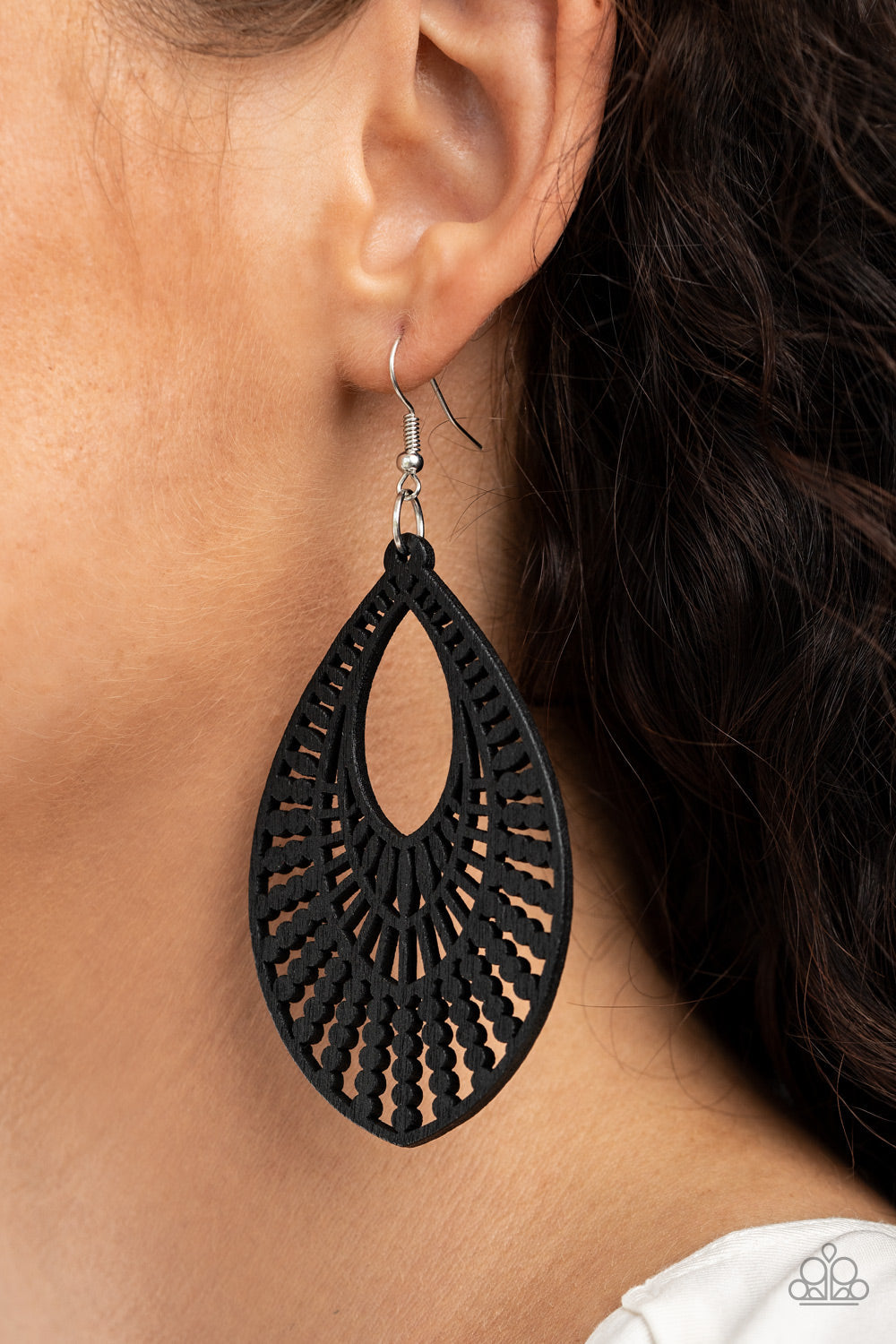 Paparazzi Bermuda Breeze - Black Wooden Earrings - Pusher P
