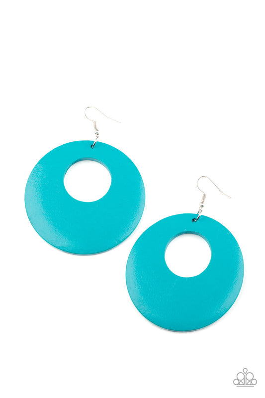 Paparazzi Island Hop - Blue Wooden Earrings - Pusher P
