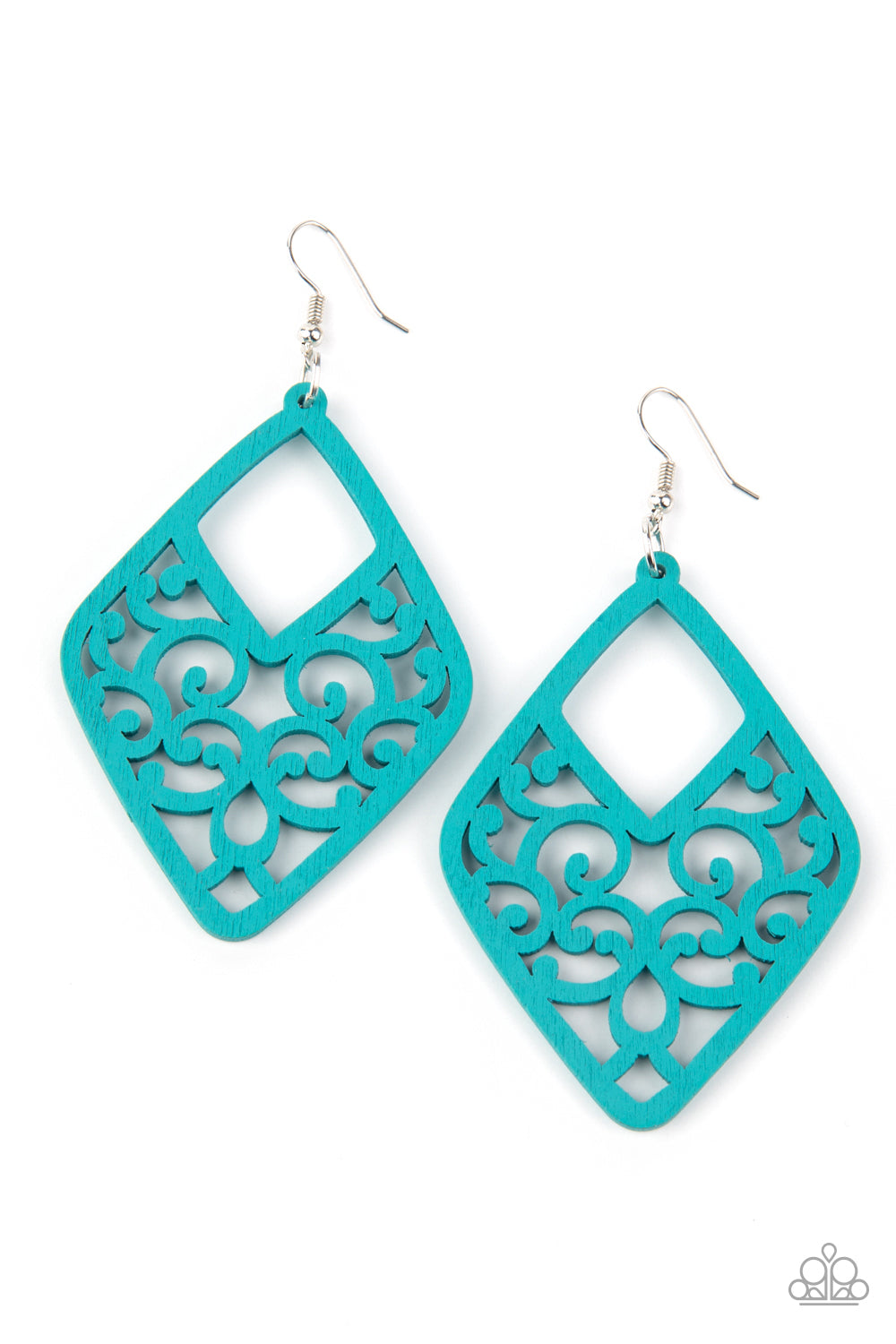 Paparazzi VINE For The Taking - Blue Wooden Earrings - Pusher P