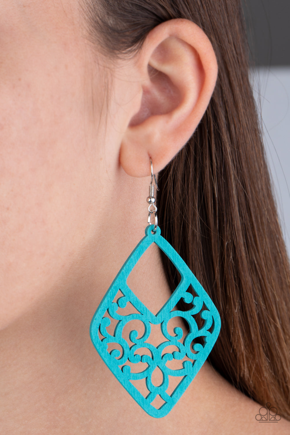 Paparazzi VINE For The Taking - Blue Wooden Earrings - Pusher P