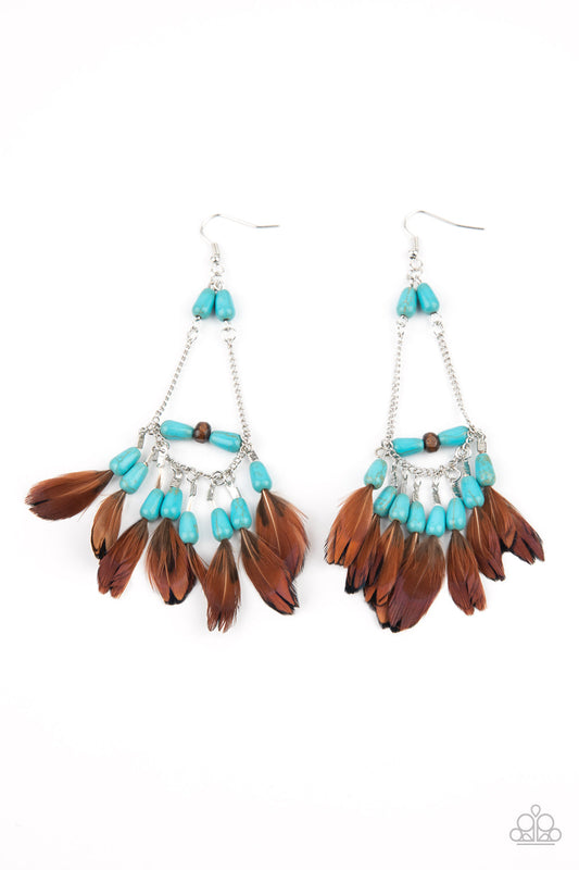 Paparazzi Haute Hawk - Blue Earrings - Pusher P