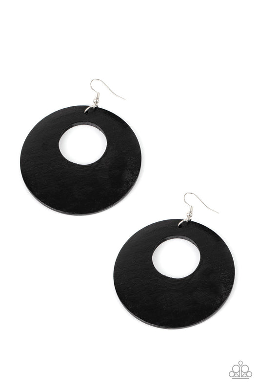 Paparazzi Island Hop - Black Wooden Earrings - Pusher P