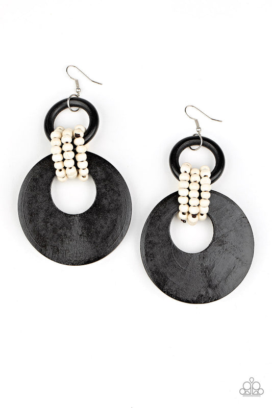 Paparazzi Beach Day Drama - Black Earrings - Pusher P