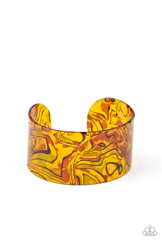 Paparazzi Cosmic Couture - Orange Acrylic Bracelet - Pusher P